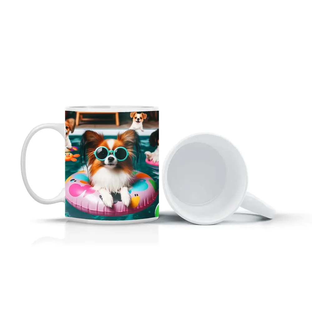 Papillon Dog Pool Party Summer Fun – Mugs