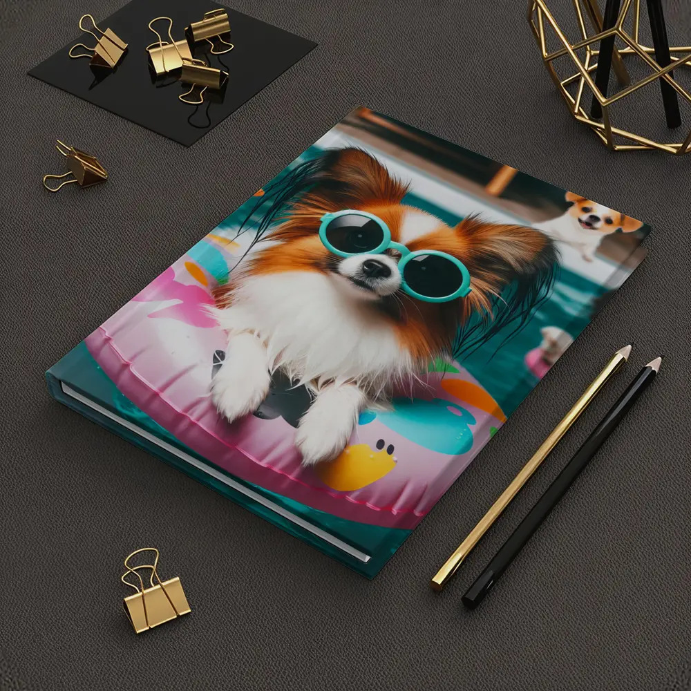 Papillon Dog Pool Party Summer Fun – Notebooks