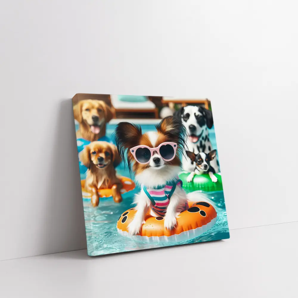 Papillon Dog Pool Party Summer Fun – Wall Art