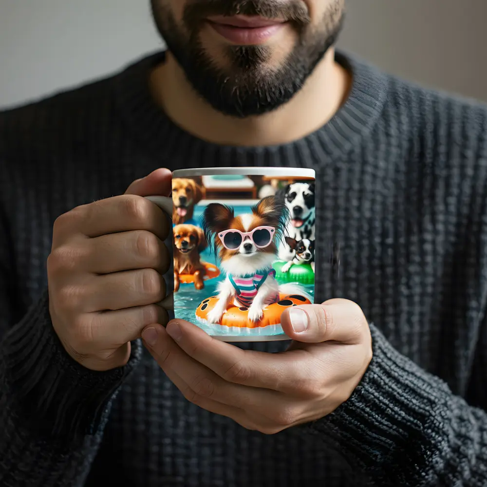Papillon Dog Pool Party Summer Fun – Mugs