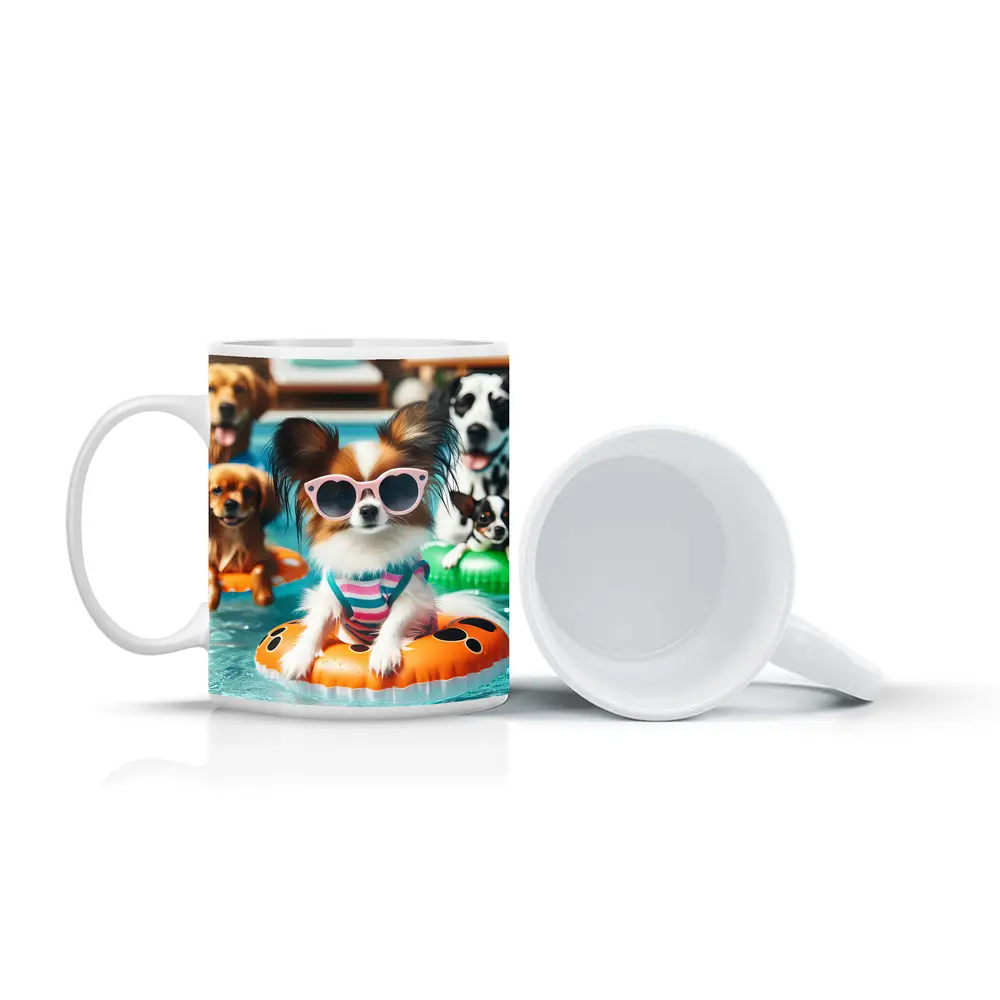 Papillon Dog Pool Party Summer Fun – Mugs