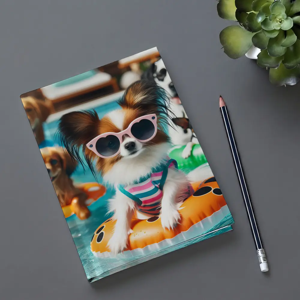 Papillon Dog Pool Party Summer Fun – Notebooks