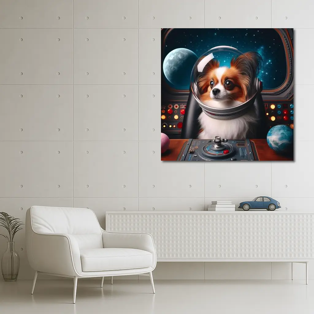 Papillon Dog Astronaut Space Cockpit – Wall Art