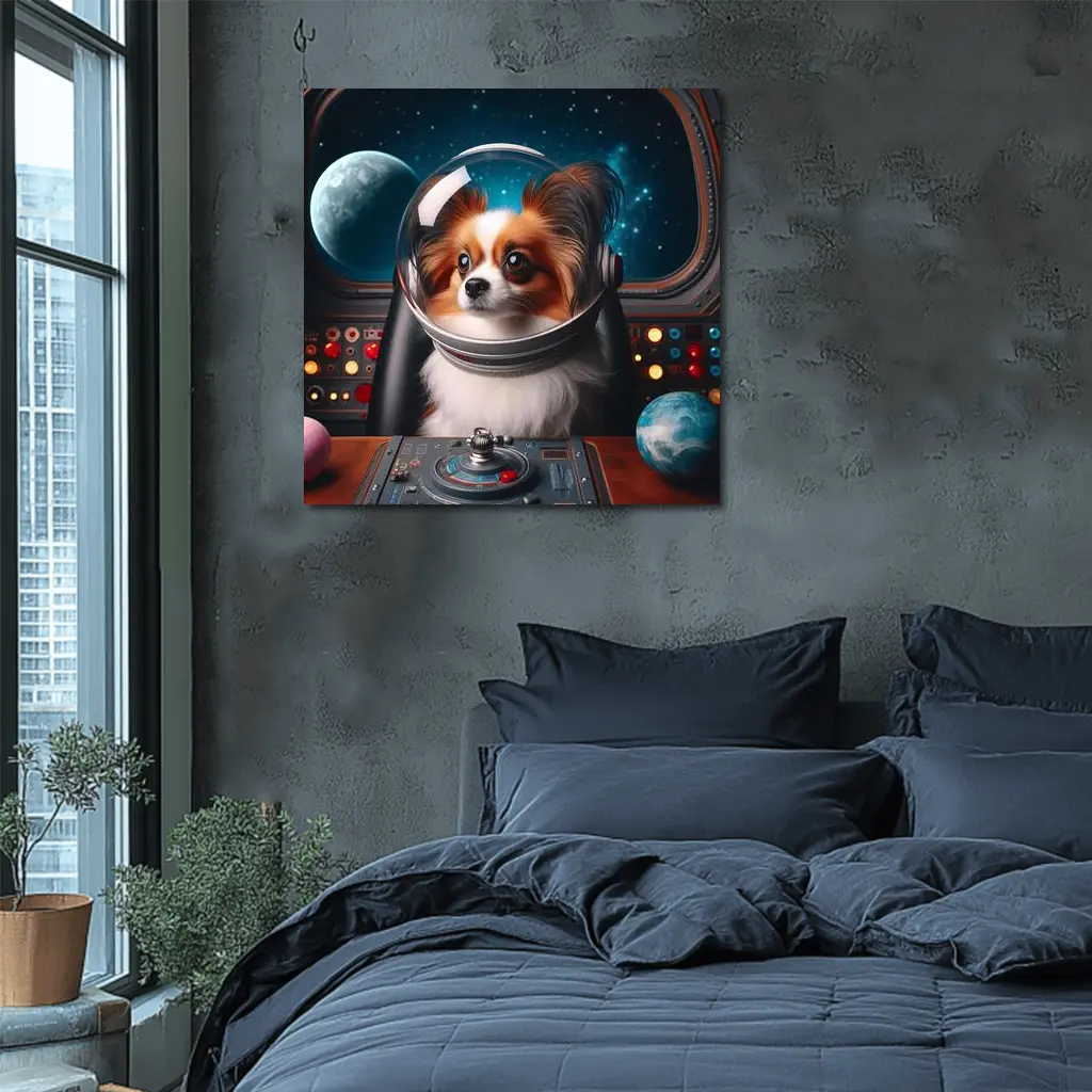 Papillon Dog Astronaut Space Cockpit – Wall Art