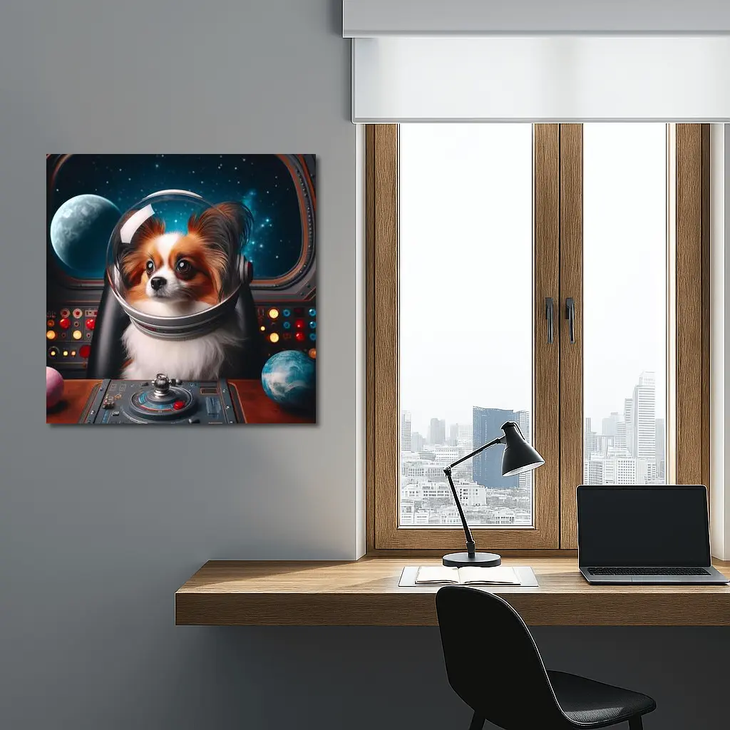 Papillon Dog Astronaut Space Cockpit – Wall Art