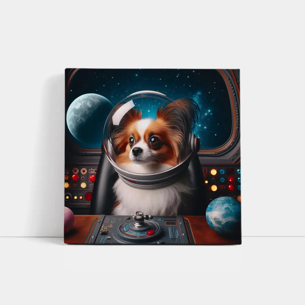 Papillon Dog Astronaut Space Cockpit – Wall Art