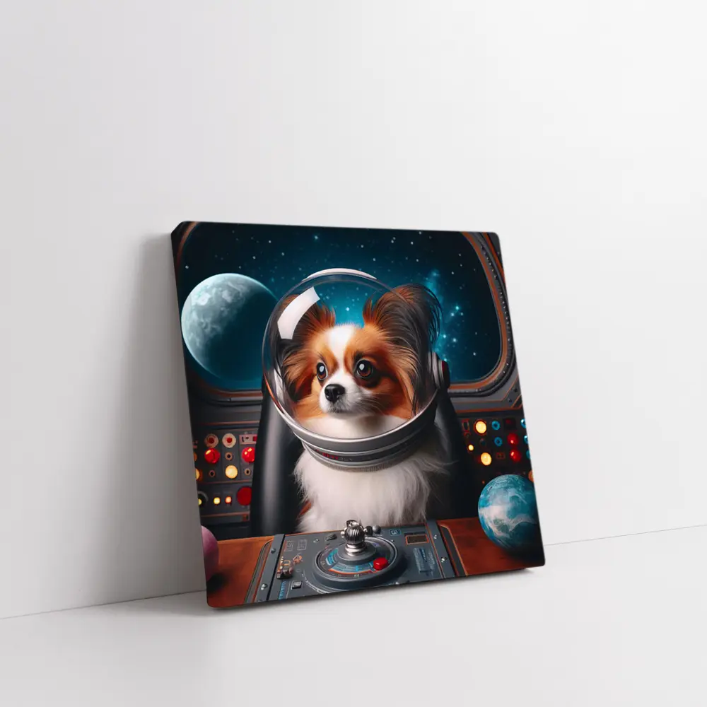 Papillon Dog Astronaut Space Cockpit – Wall Art