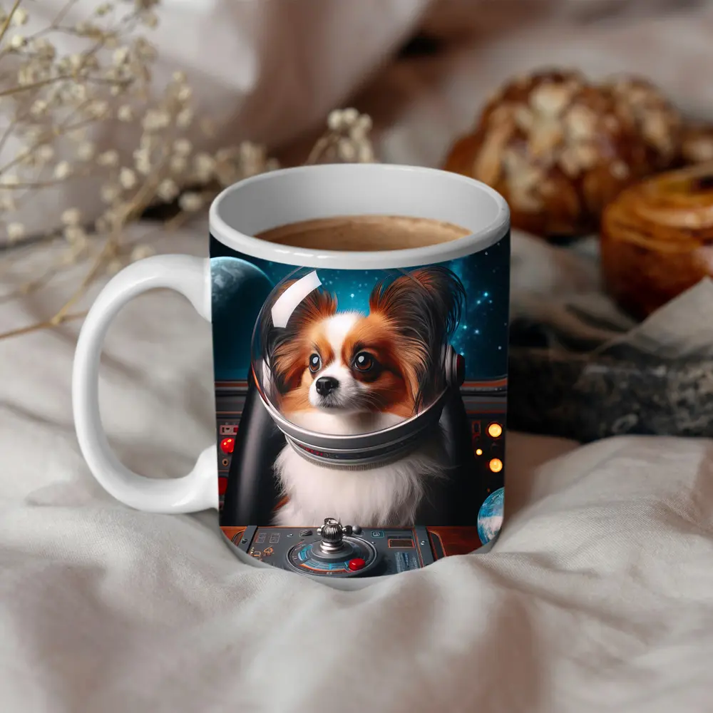 Papillon Dog Astronaut Space Cockpit – Mugs