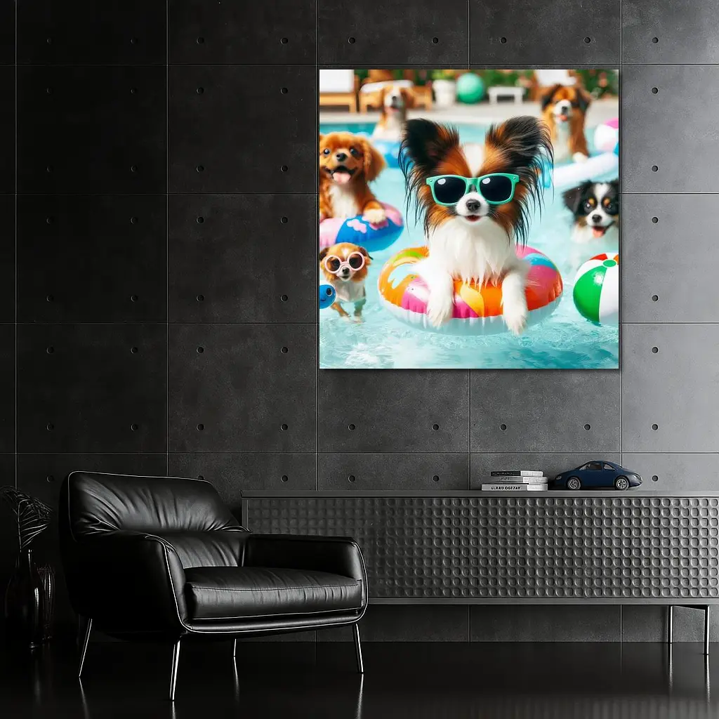 Papillon Dog Sunglasses Pool Party Summer – Wall Art