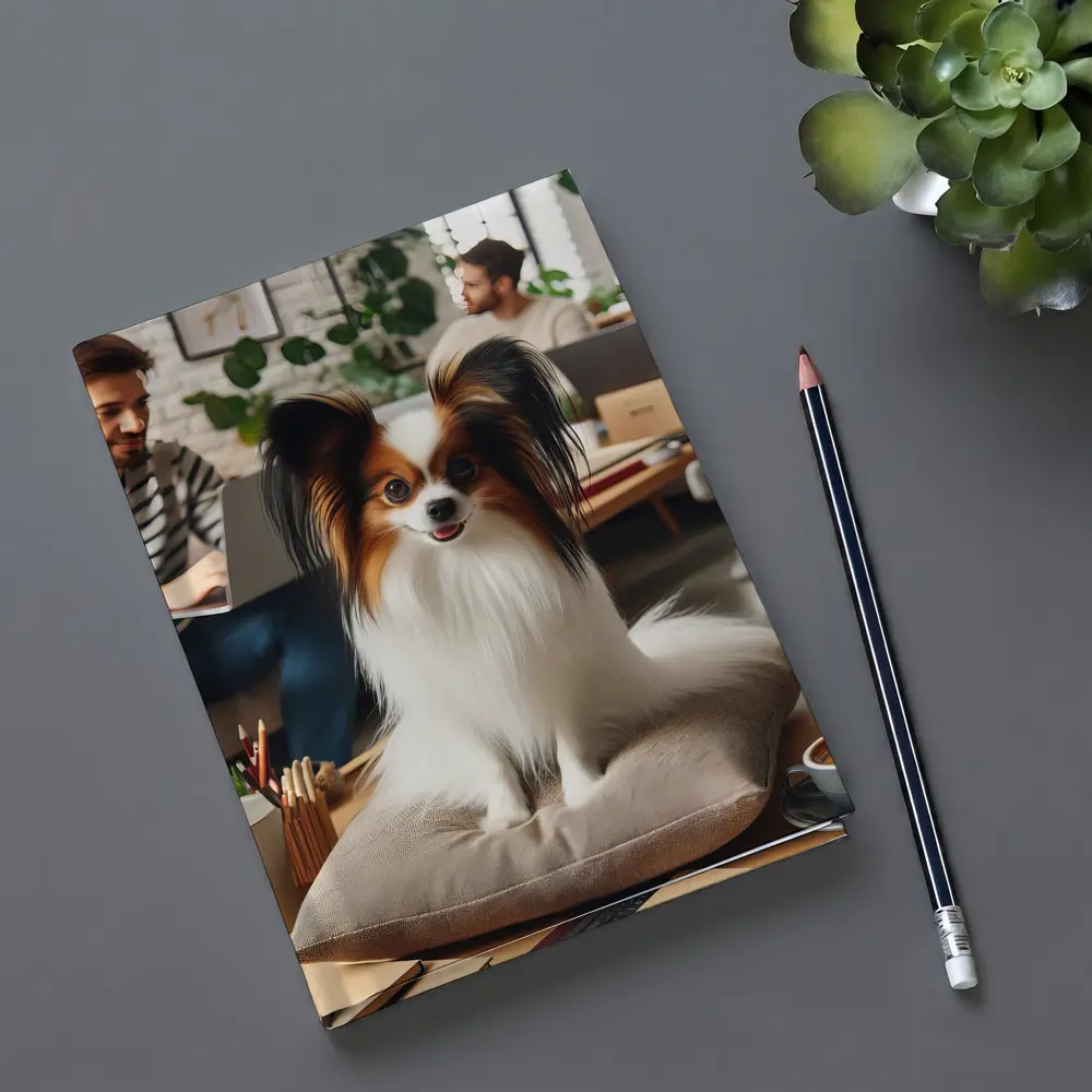 Papillon Dog Sitting on Pillow Indoors – Notebooks