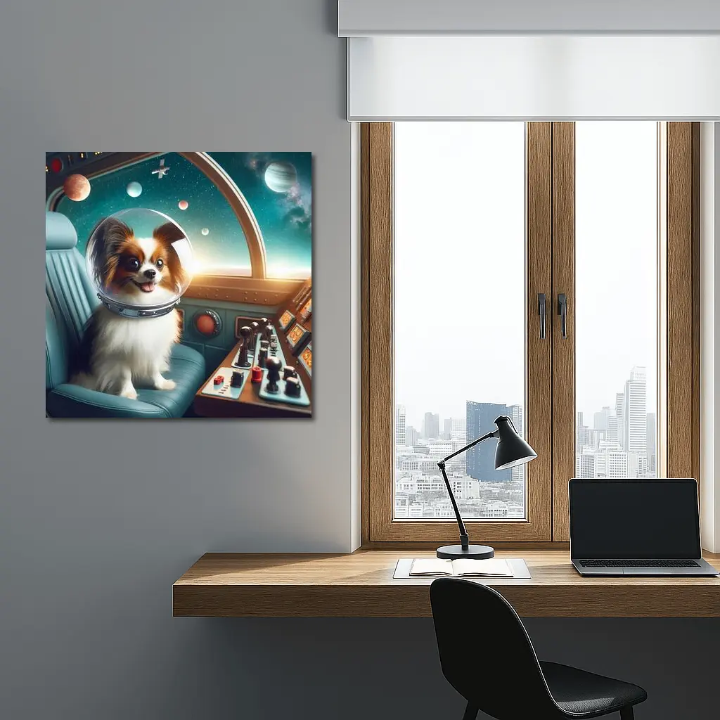 Papillon Dog Astronaut Space Cockpit – Wall Art