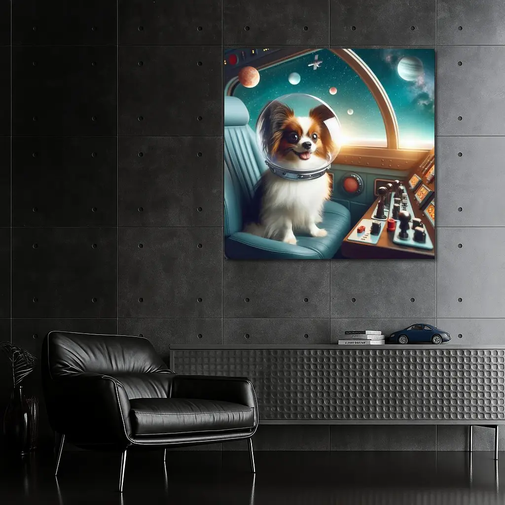 Papillon Dog Astronaut Space Cockpit – Wall Art