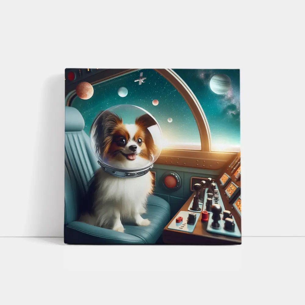 Papillon Dog Astronaut Space Cockpit – Wall Art