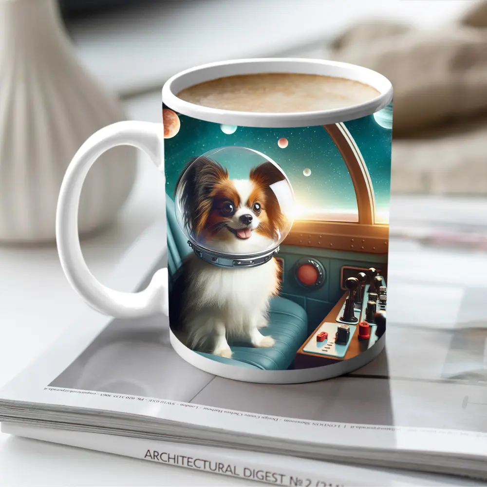 Papillon Dog Astronaut Space Cockpit – Mugs