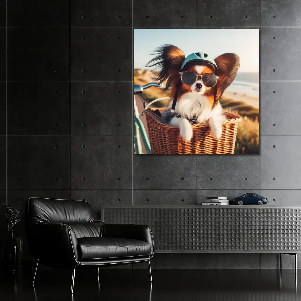 Papillon Dog Sunglasses Helmet Beach Basket – Wall Art