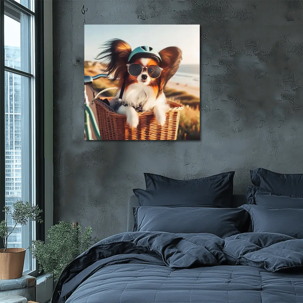 Papillon Dog Sunglasses Helmet Beach Basket – Wall Art