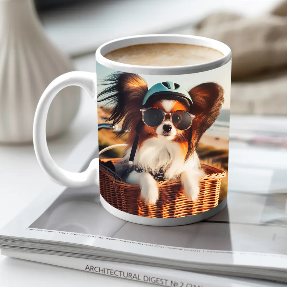 Papillon Dog Sunglasses Helmet Beach Basket – Mugs