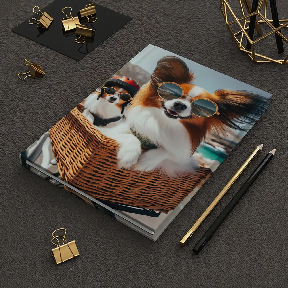 Papillon Dogs Sunglasses Bicycle Basket Coastal – Notebooks