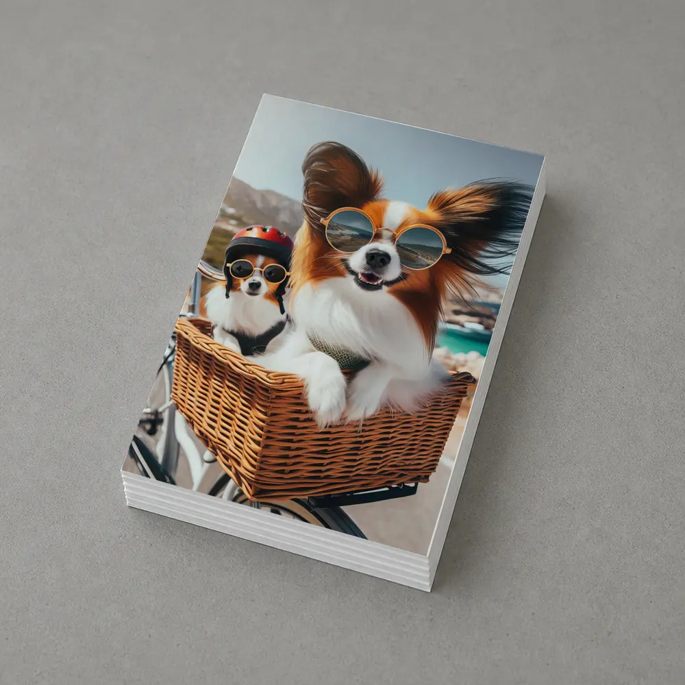 Papillon Dogs Sunglasses Bicycle Basket Coastal – Postcards