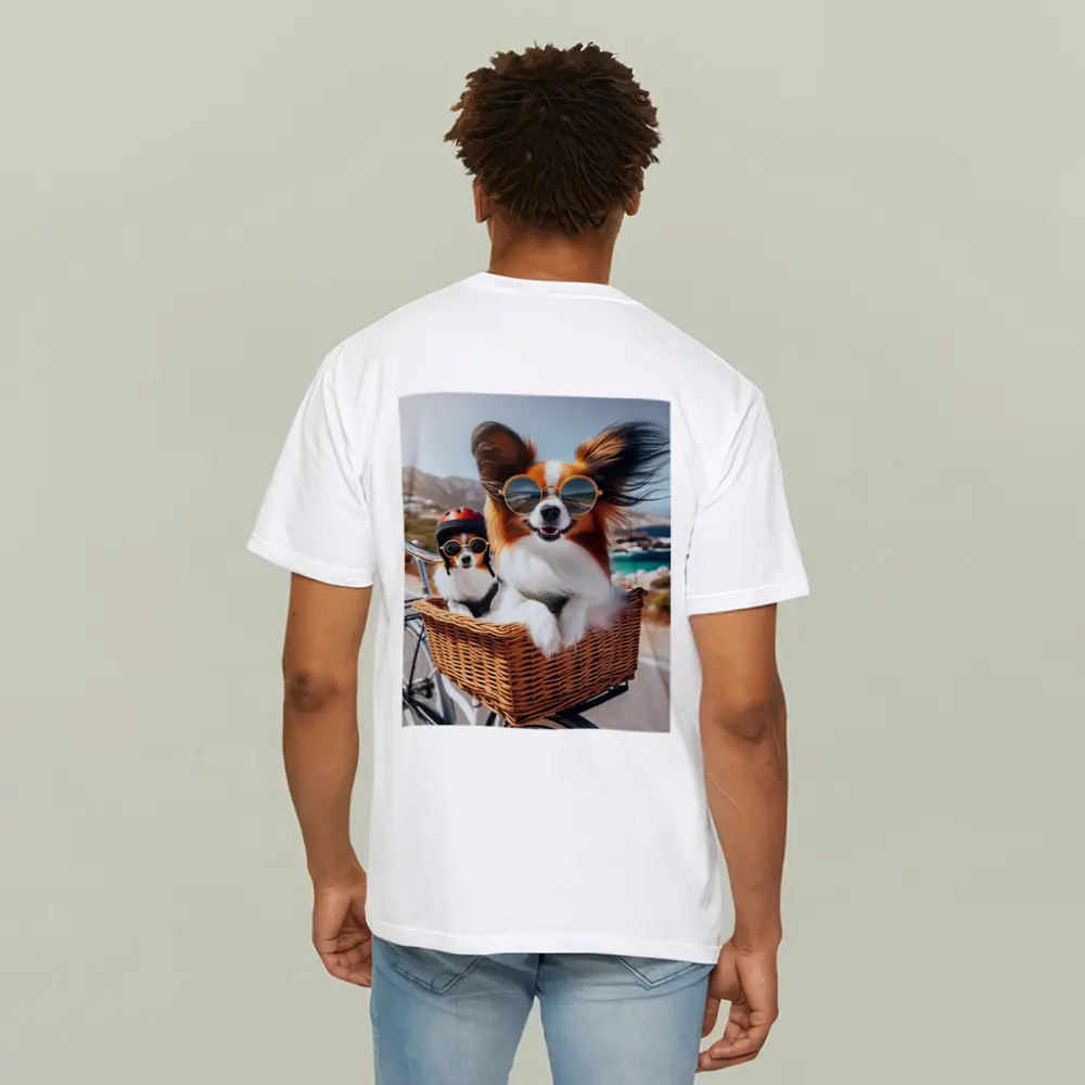 Papillon Dogs Sunglasses Bicycle Basket Coastal – T-Shirts