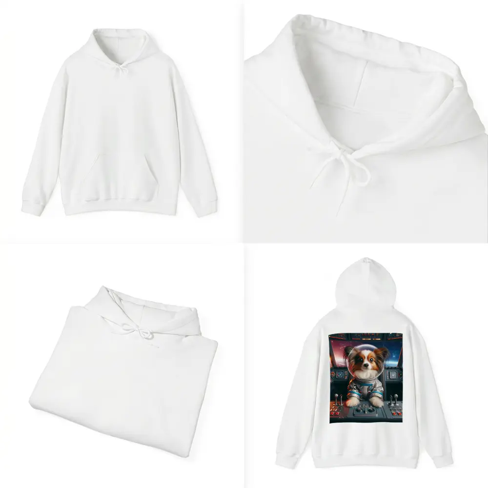 Papillon Dog Astronaut Piloting Space Cockpit – Hoodies