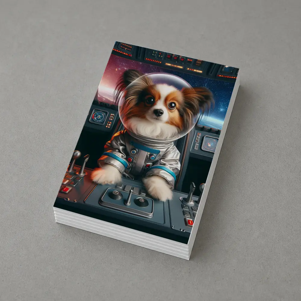 Papillon Dog Astronaut Piloting Space Cockpit – Postcards