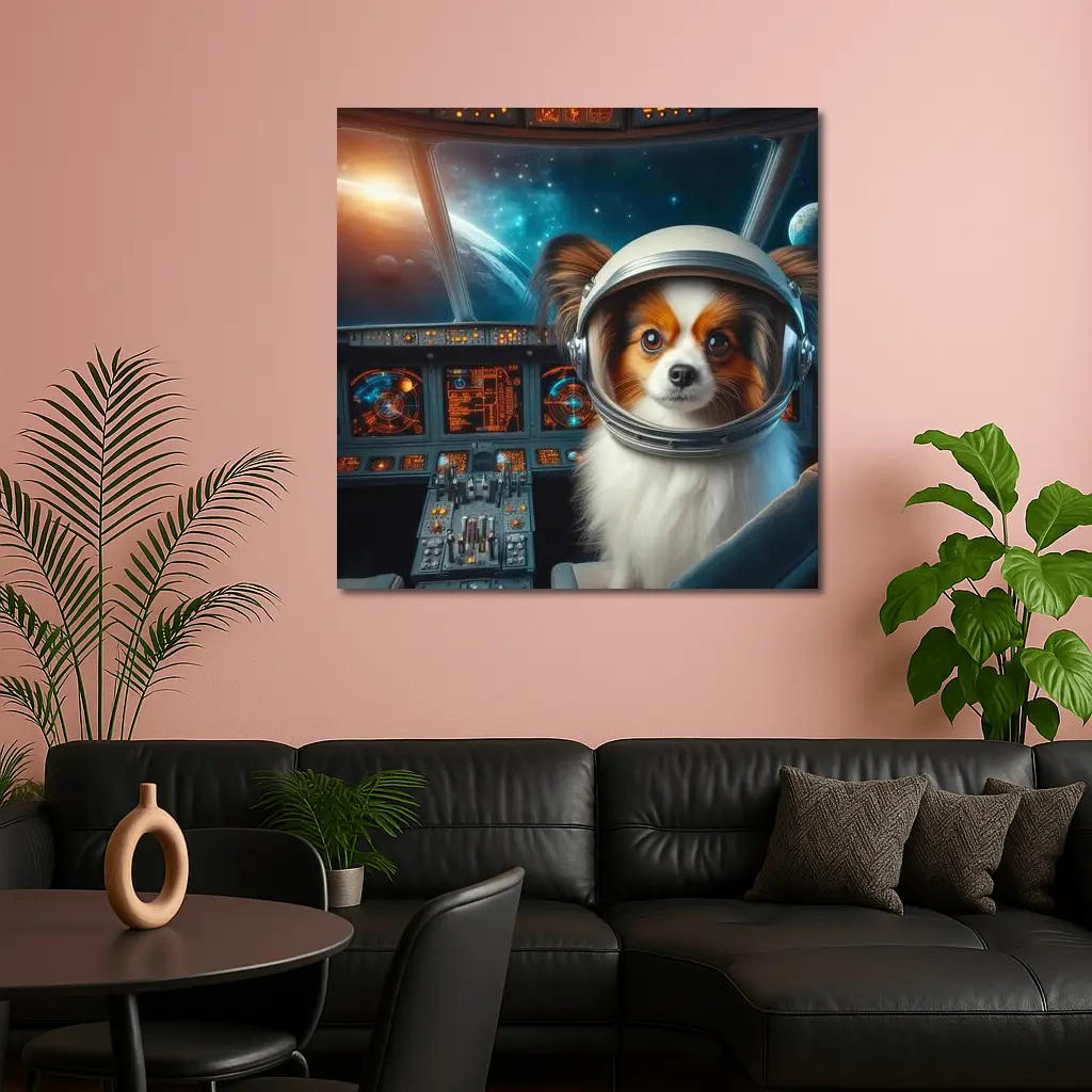 Papillon Dog Astronaut Space Cockpit Art – Wall Art