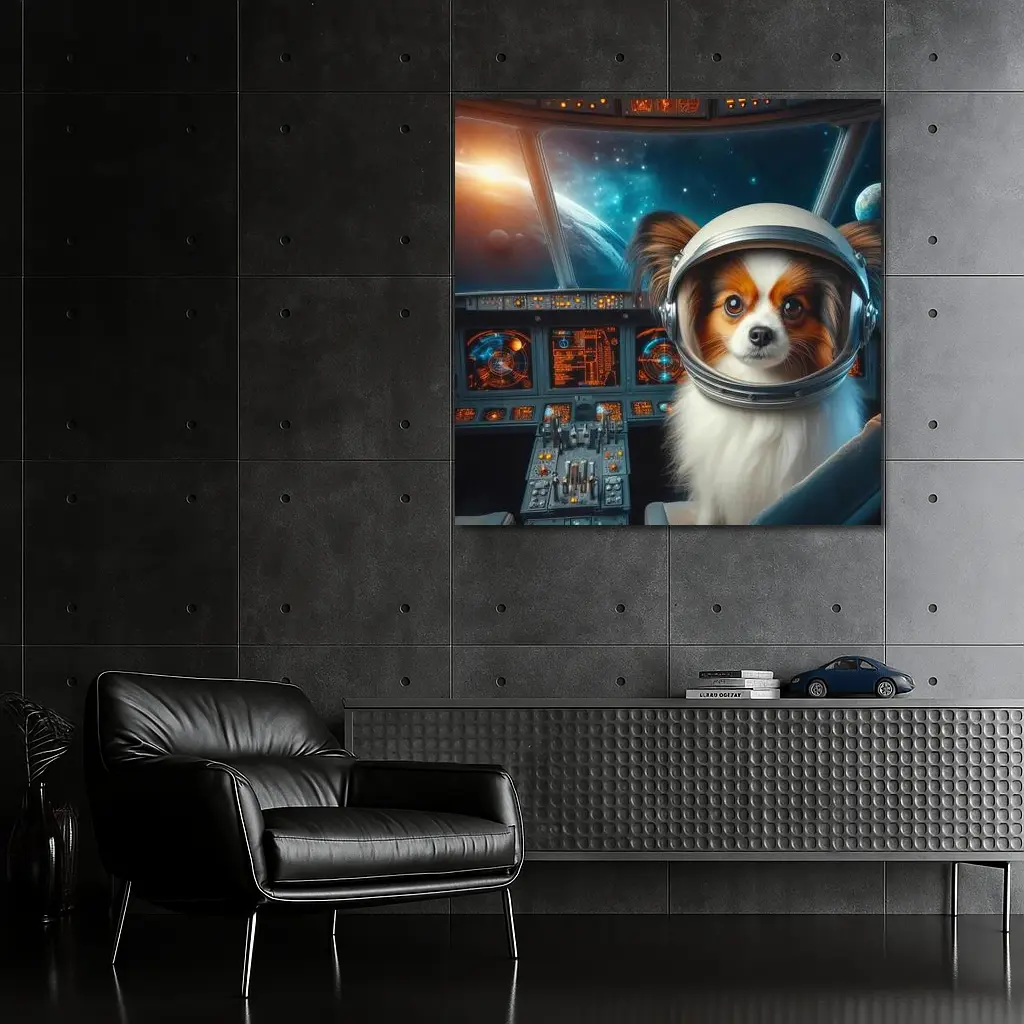 Papillon Dog Astronaut Space Cockpit Art – Wall Art