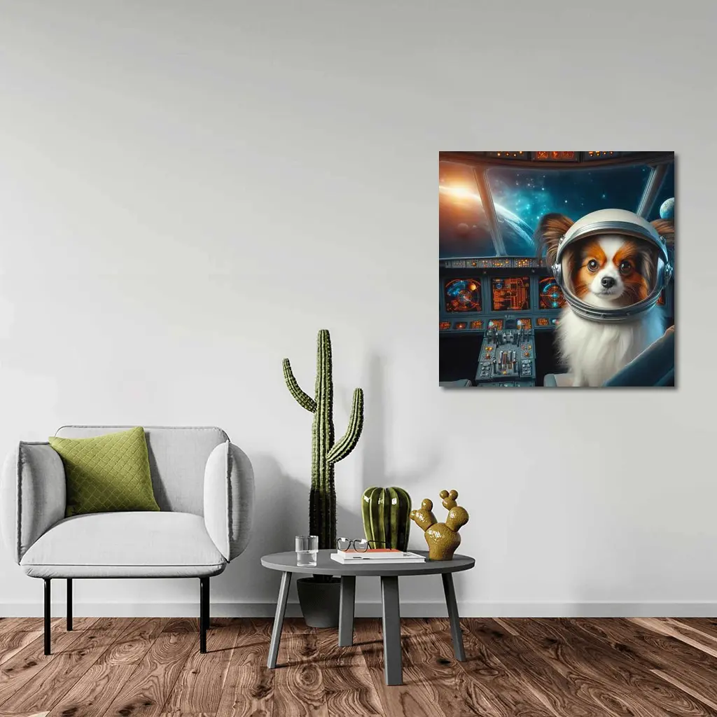 Papillon Dog Astronaut Space Cockpit Art – Wall Art