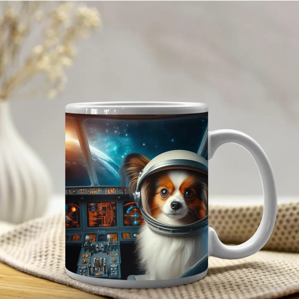 Papillon Dog Astronaut Space Cockpit Art – Mugs