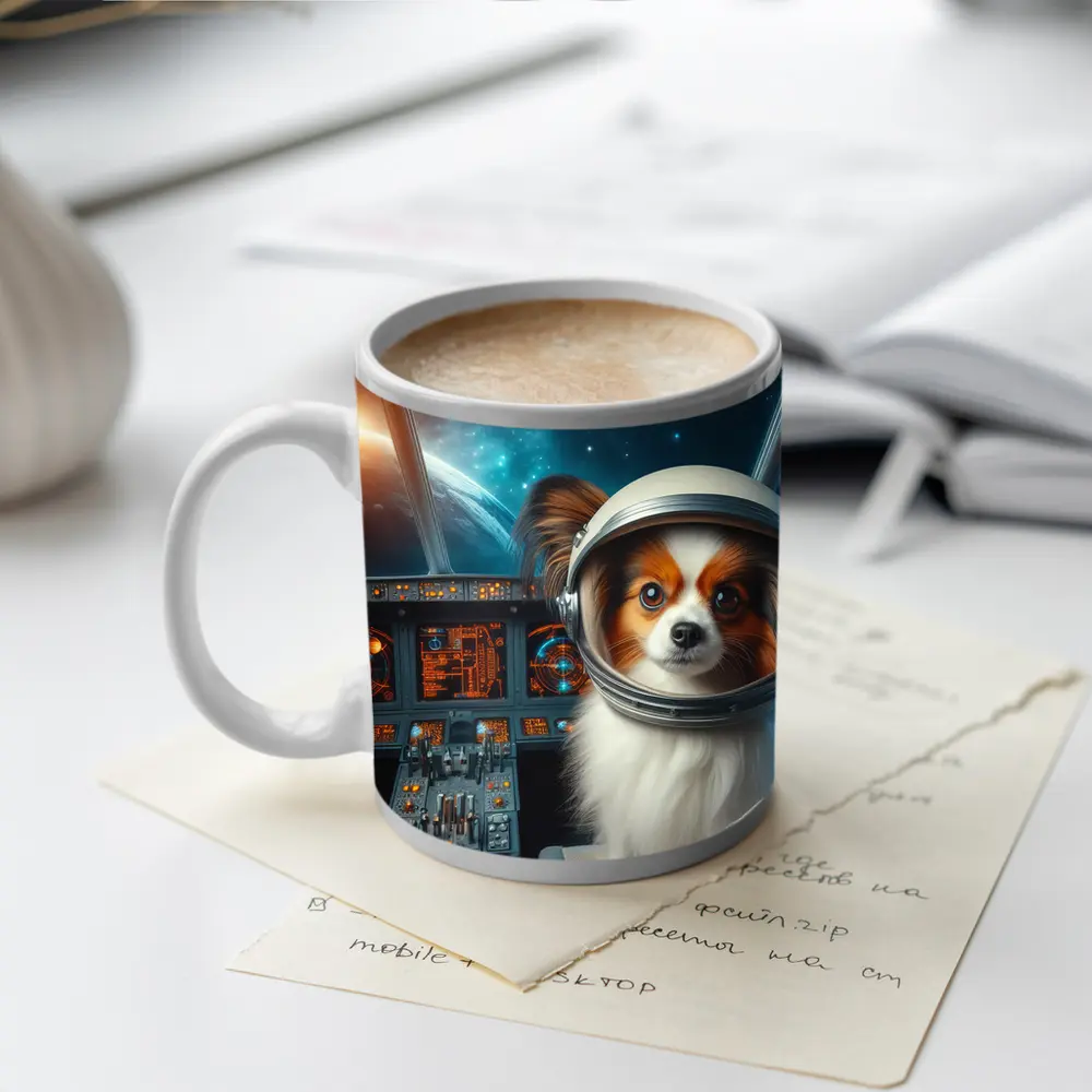 Papillon Dog Astronaut Space Cockpit Art – Mugs