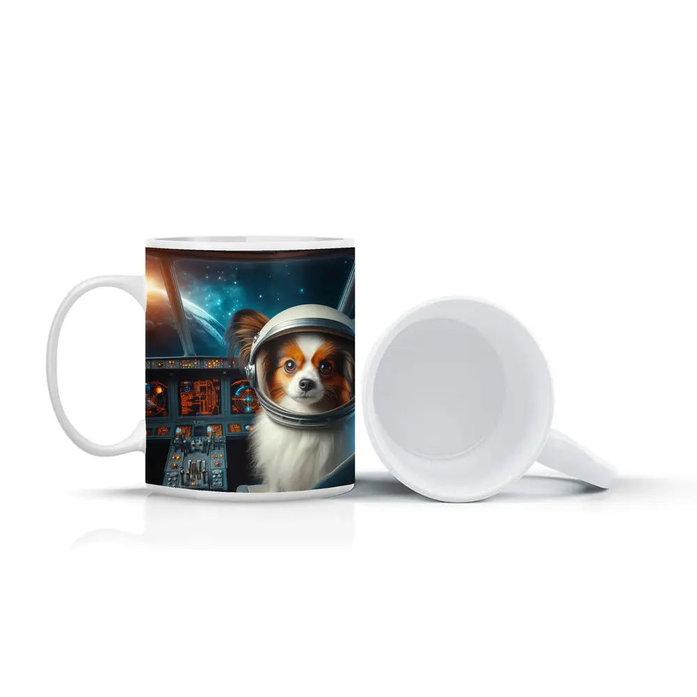 Papillon Dog Astronaut Space Cockpit Art – Mugs