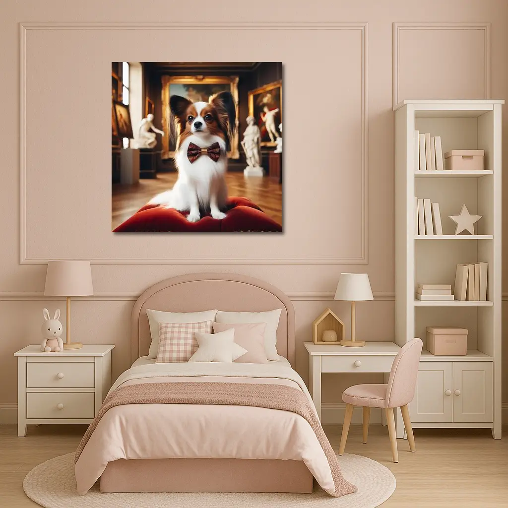Papillon Dog Bow Tie Classical Museum Gallery – Wall Art