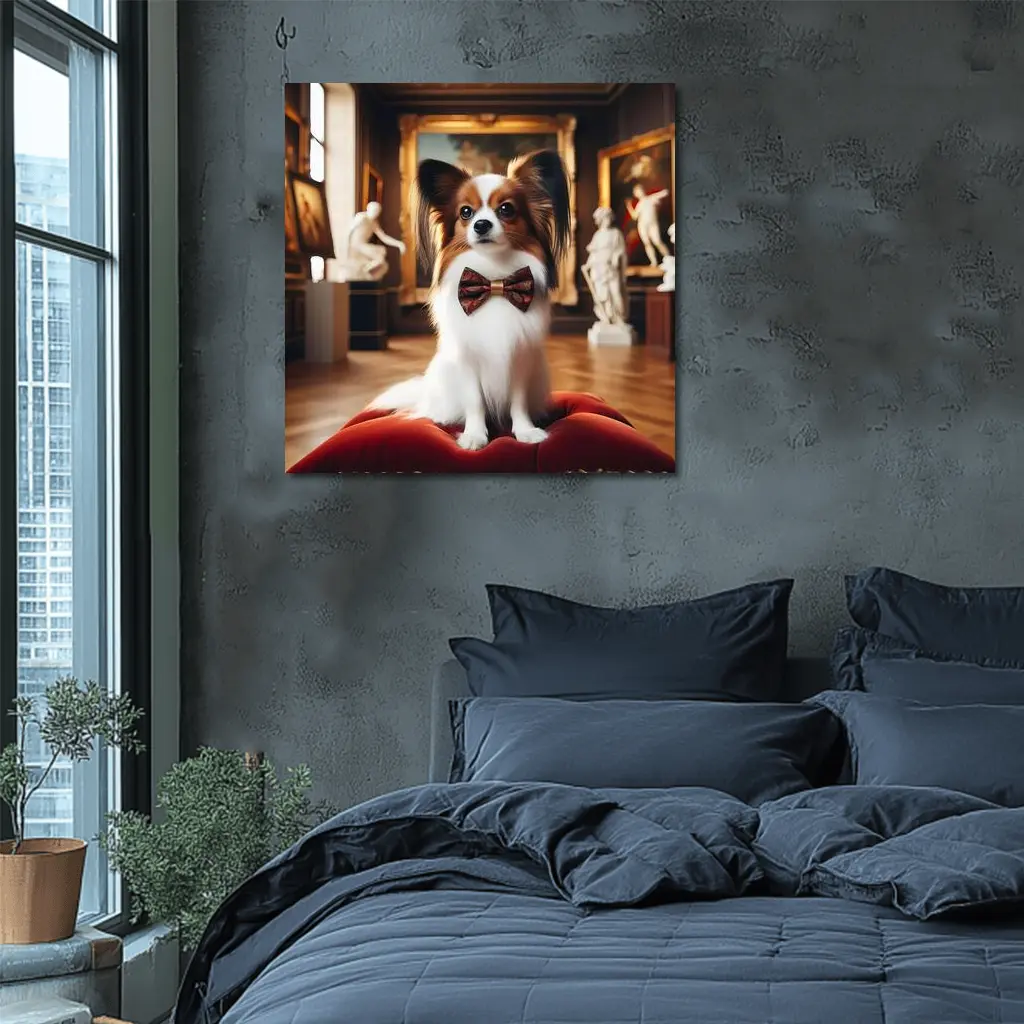 Papillon Dog Bow Tie Classical Museum Gallery – Wall Art