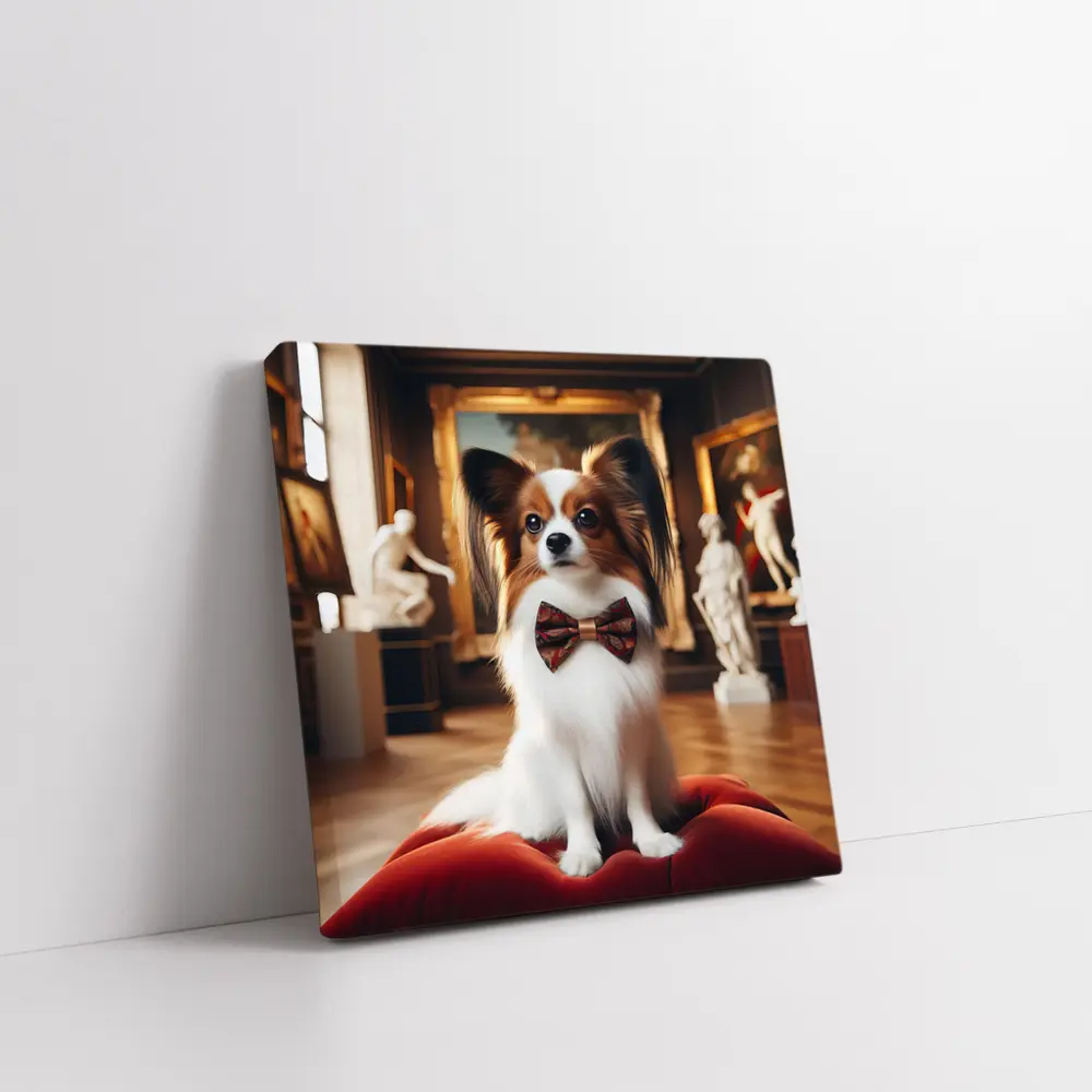 Papillon Dog Bow Tie Classical Museum Gallery – Wall Art