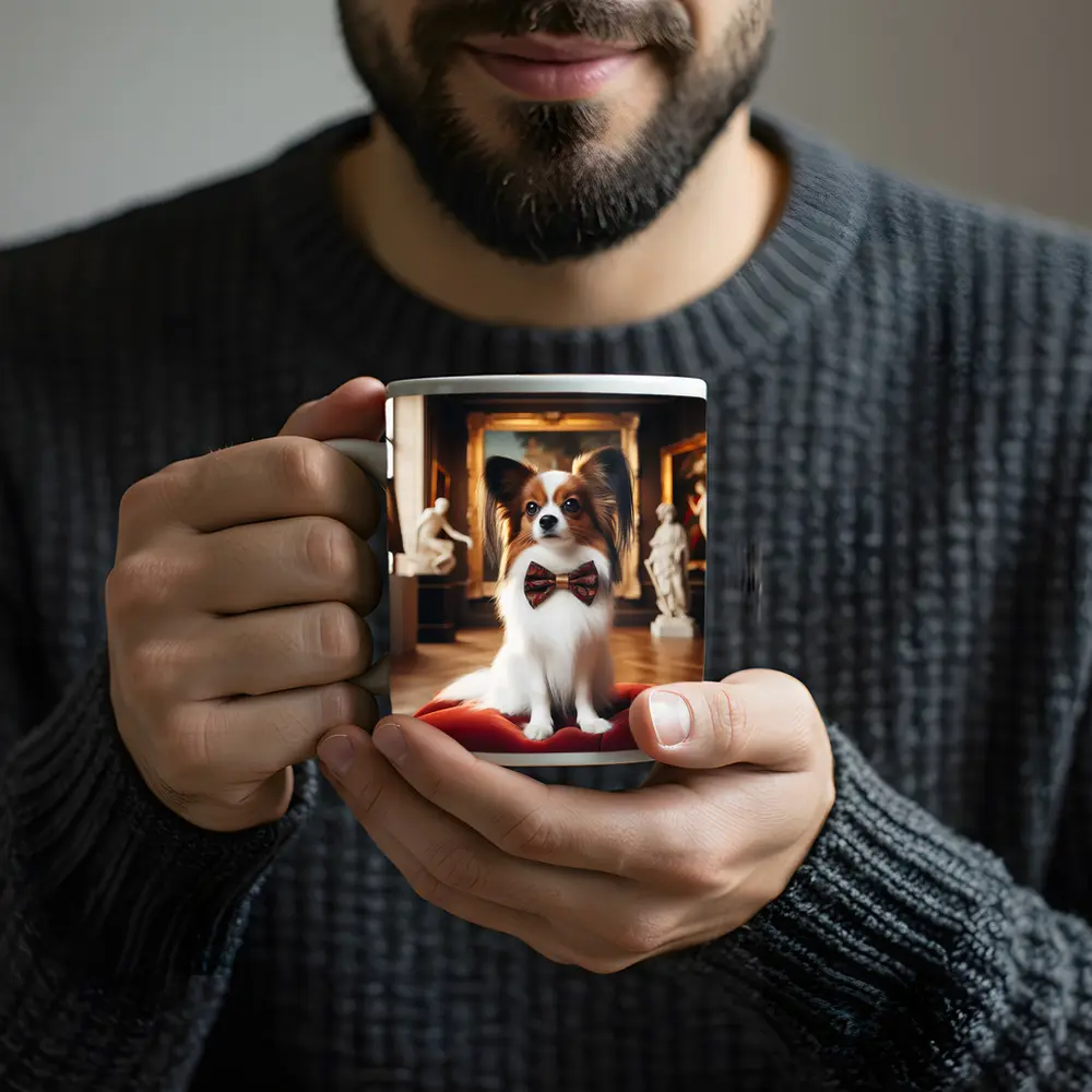 Papillon Dog Bow Tie Classical Museum Gallery – Mugs