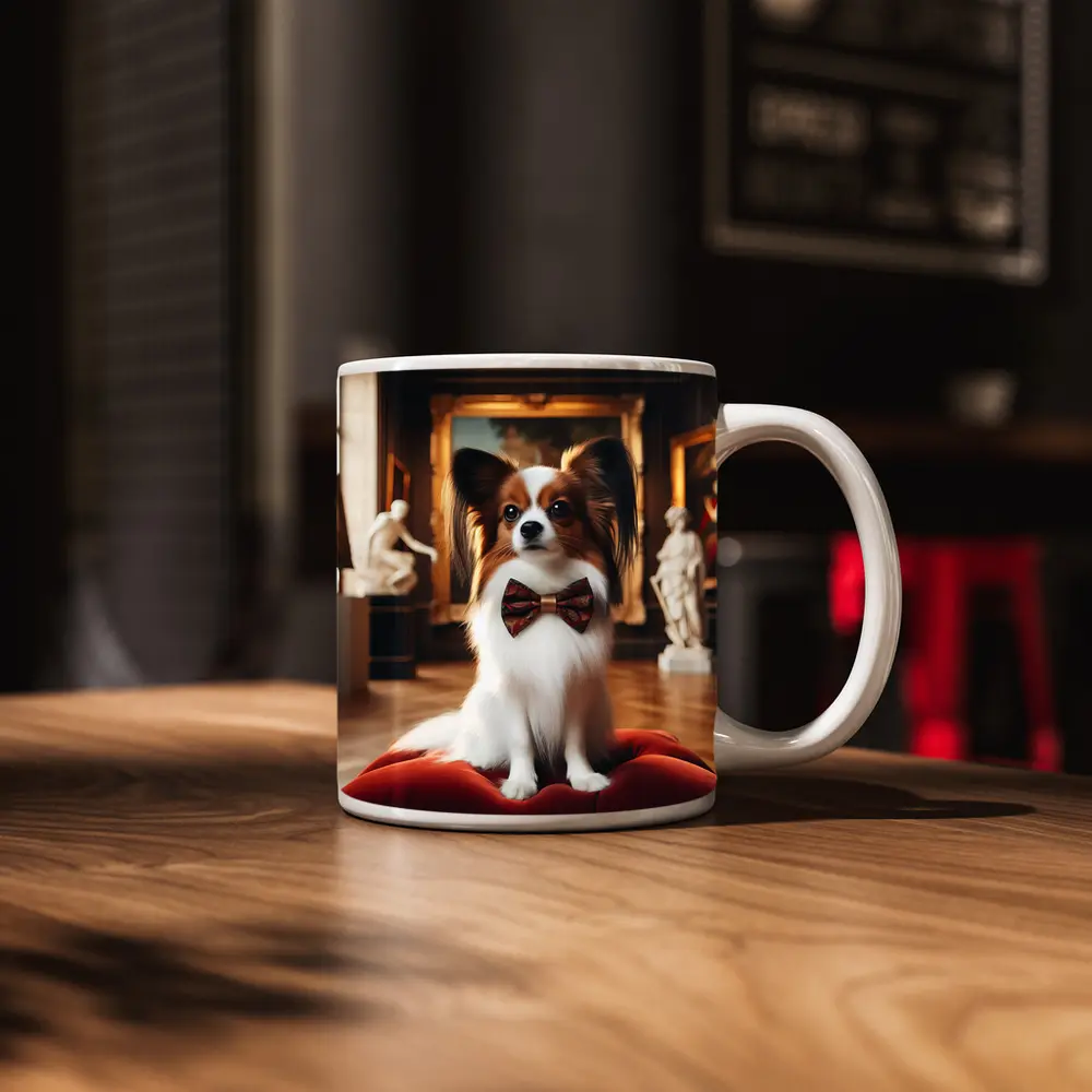 Papillon Dog Bow Tie Classical Museum Gallery – Mugs