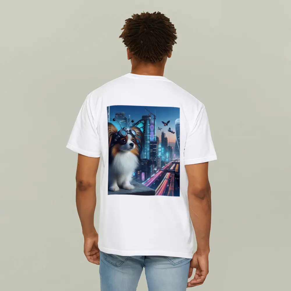 Papillon Dog Cyberpunk City Neon Night – T-Shirts