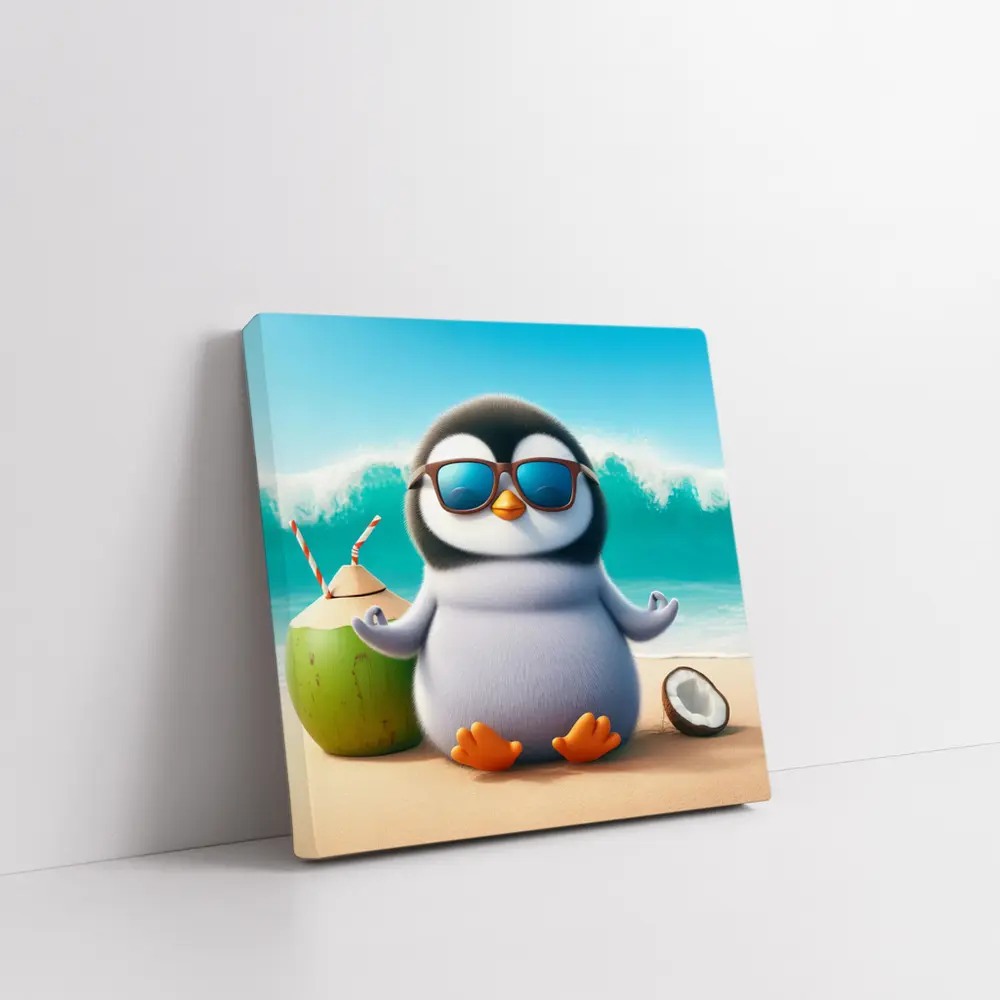 Cool Penguin With Sunglasses On Tropical Beach – Wall Art