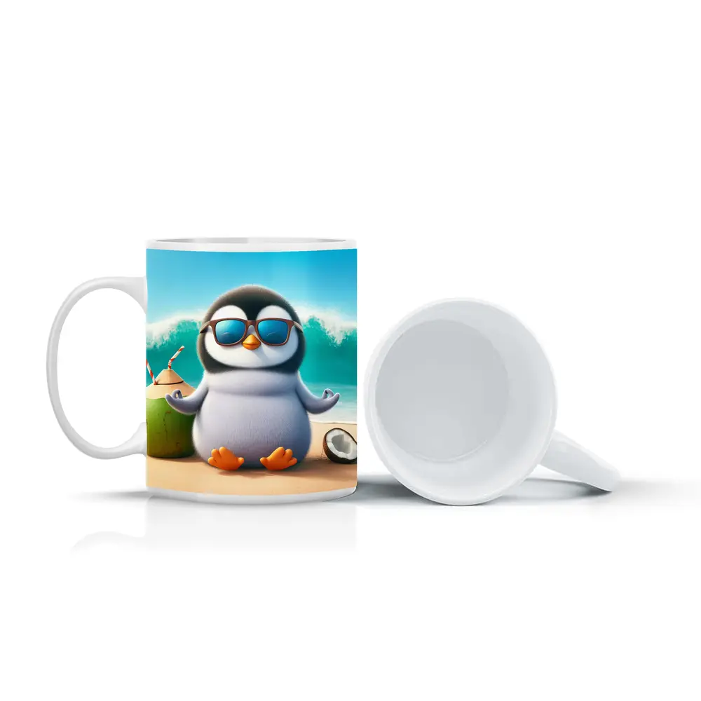 Cool Penguin With Sunglasses On Tropical Beach – Mugs