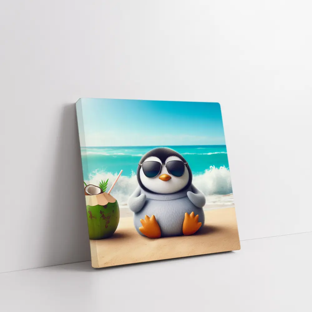 Cool Penguin With Sunglasses On Beach – Wall Art