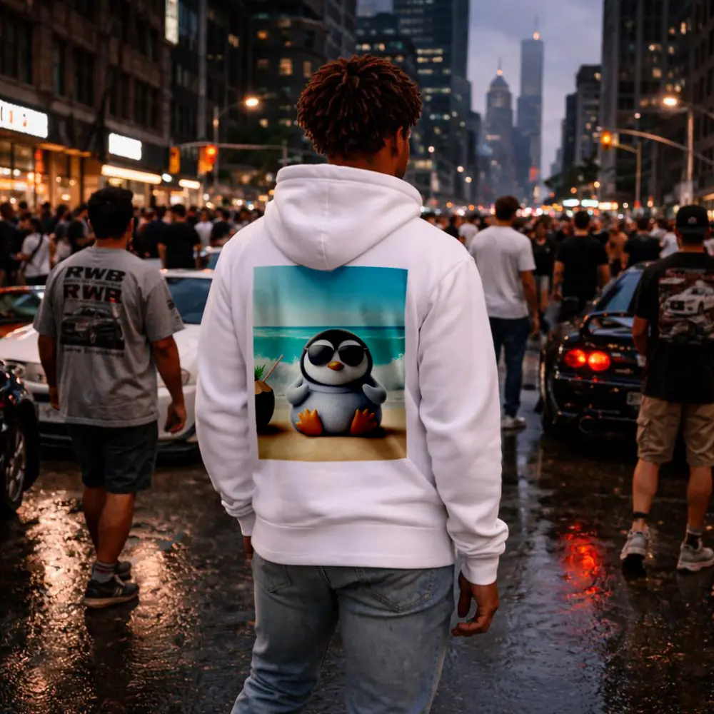 Cool Penguin With Sunglasses On Beach – Hoodies