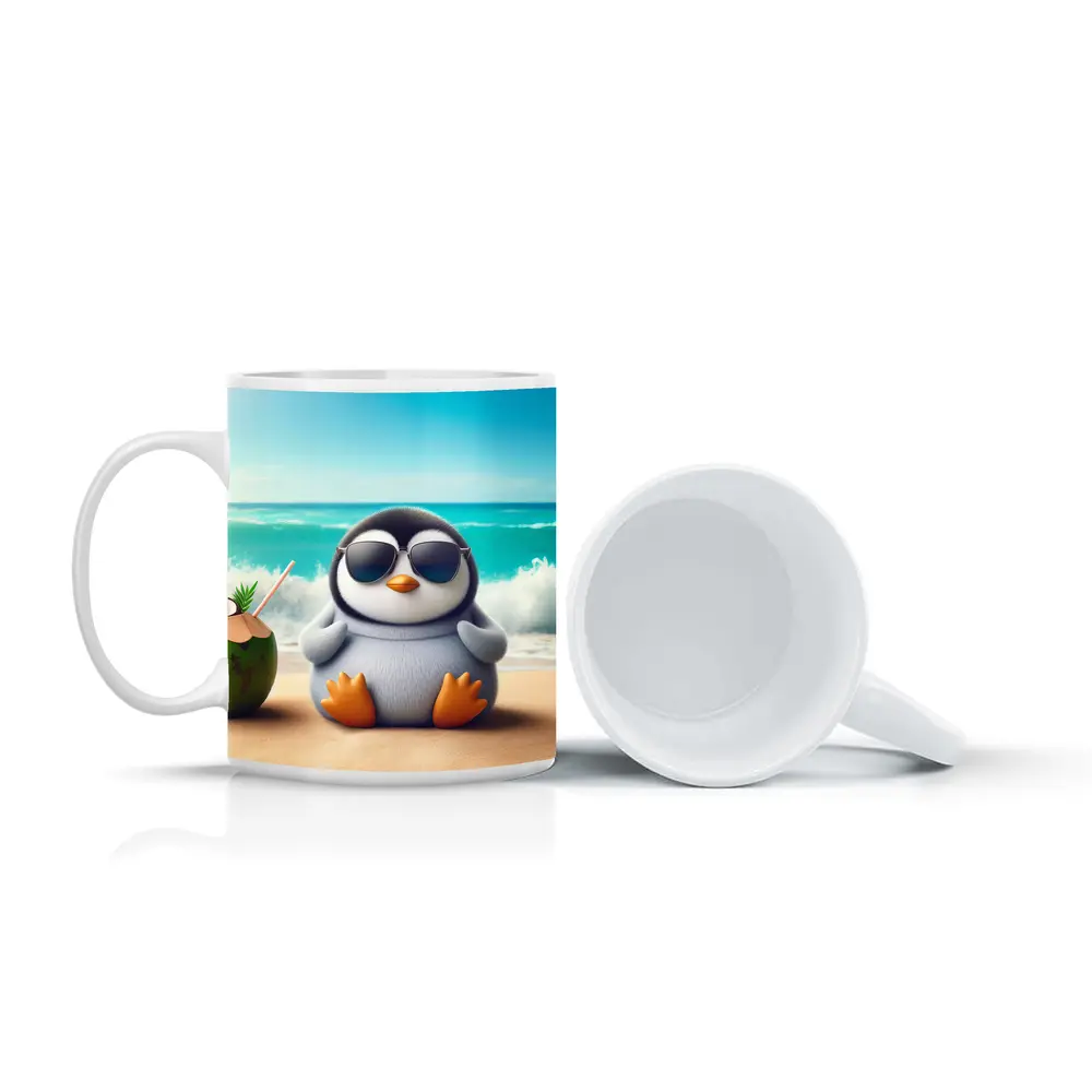 Cool Penguin With Sunglasses On Beach – Mugs