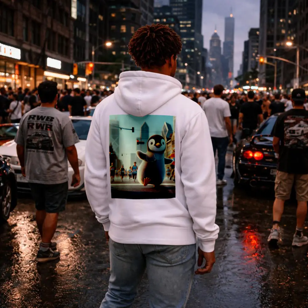Cute Penguin Running City Street Marathon – Hoodies