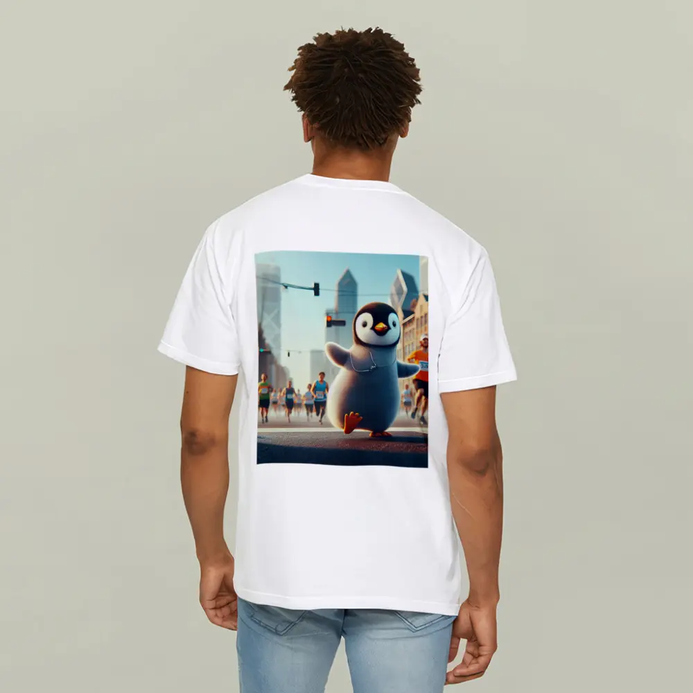 Cute Penguin Running City Street Marathon – T-Shirts