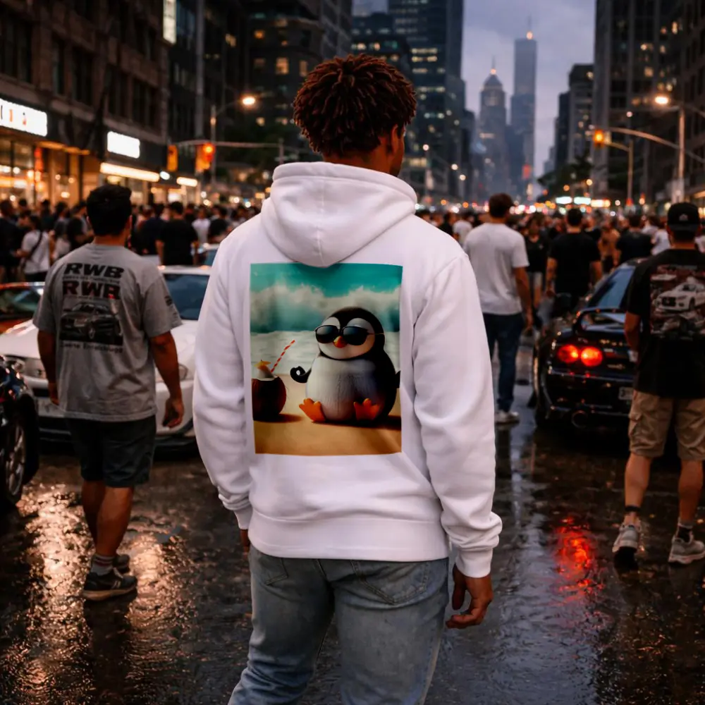 Cool Penguin Meditating On Sunny Beach – Hoodies