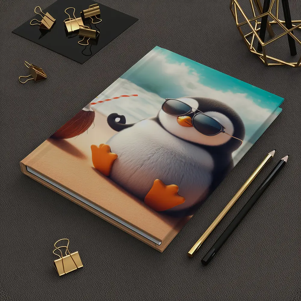 Cool Penguin Meditating On Sunny Beach – Notebooks
