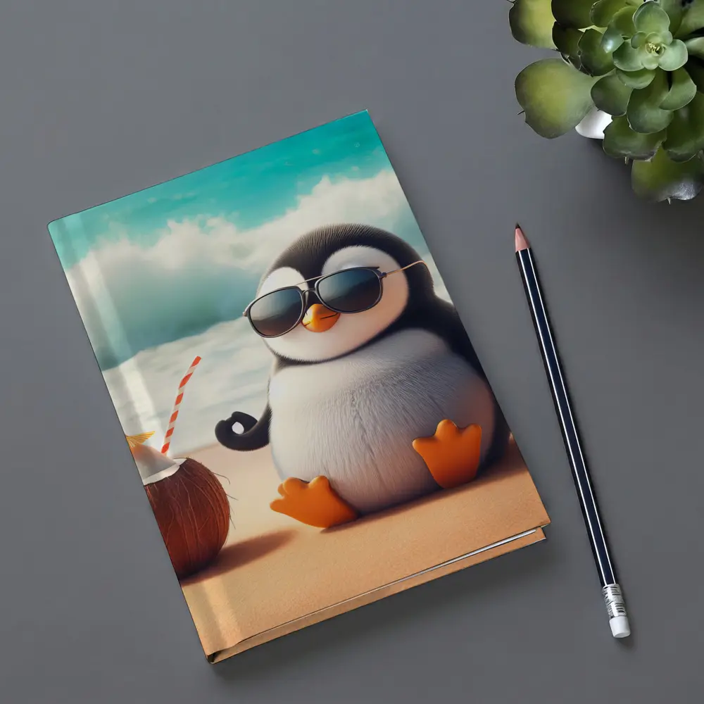 Cool Penguin Meditating On Sunny Beach – Notebooks