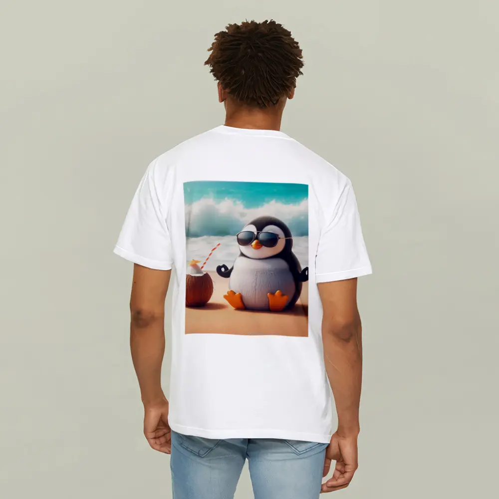 Cool Penguin Meditating On Sunny Beach – T-Shirts