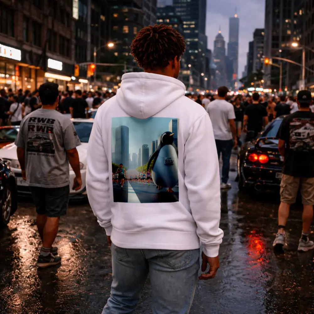 Penguin Running City Marathon Race Art – Hoodies